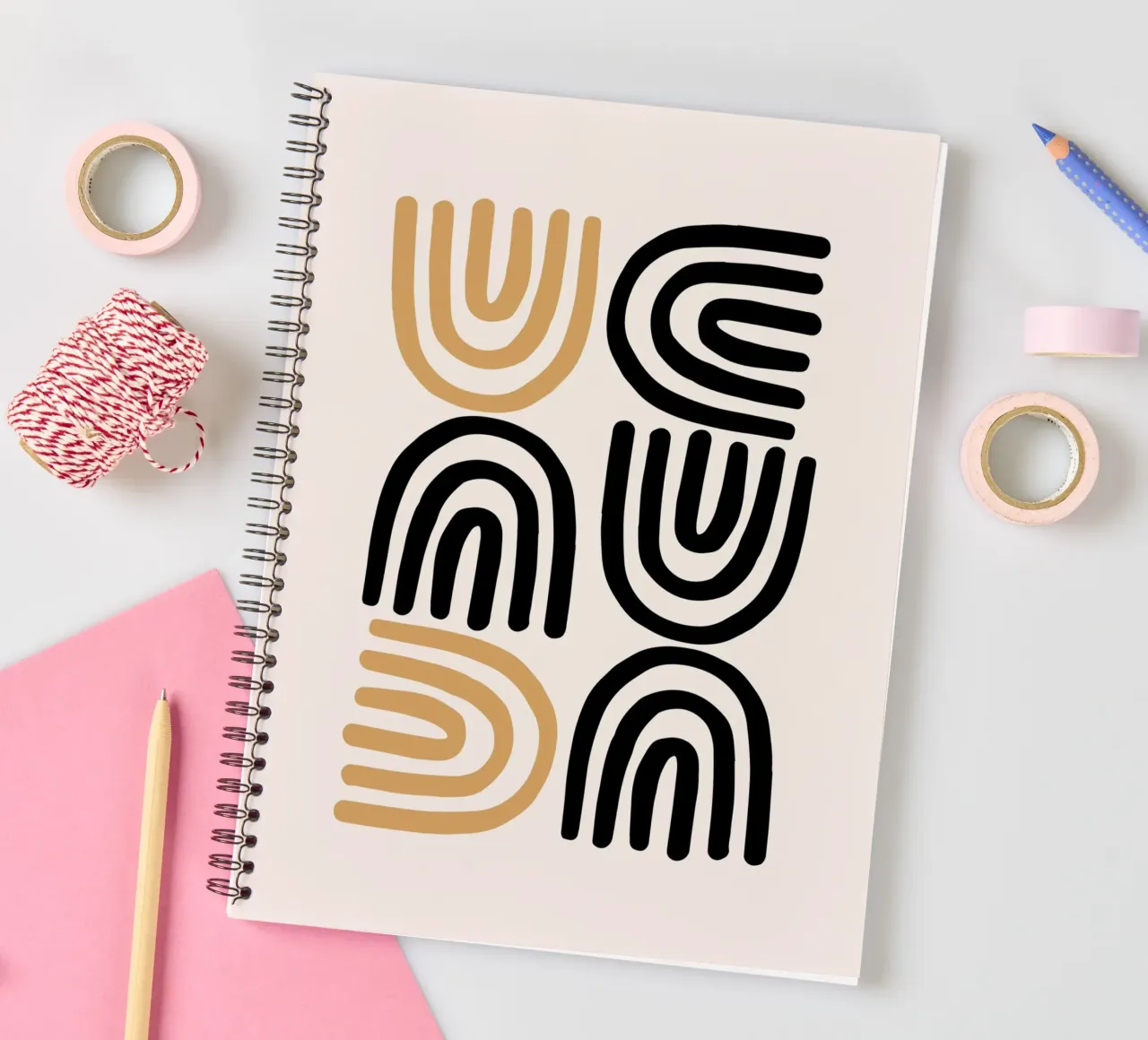 Geometric Abstract U-Shapes Color Pattern Print spiral notebook by NorwesClub