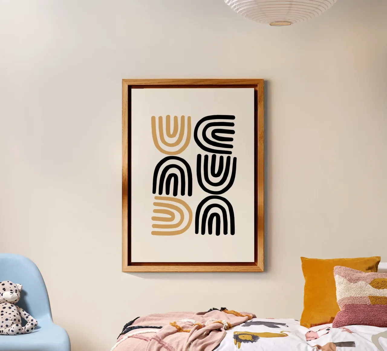 Geometric Abstract U-Shapes Color Pattern Print alu-dibond by NorwesClub