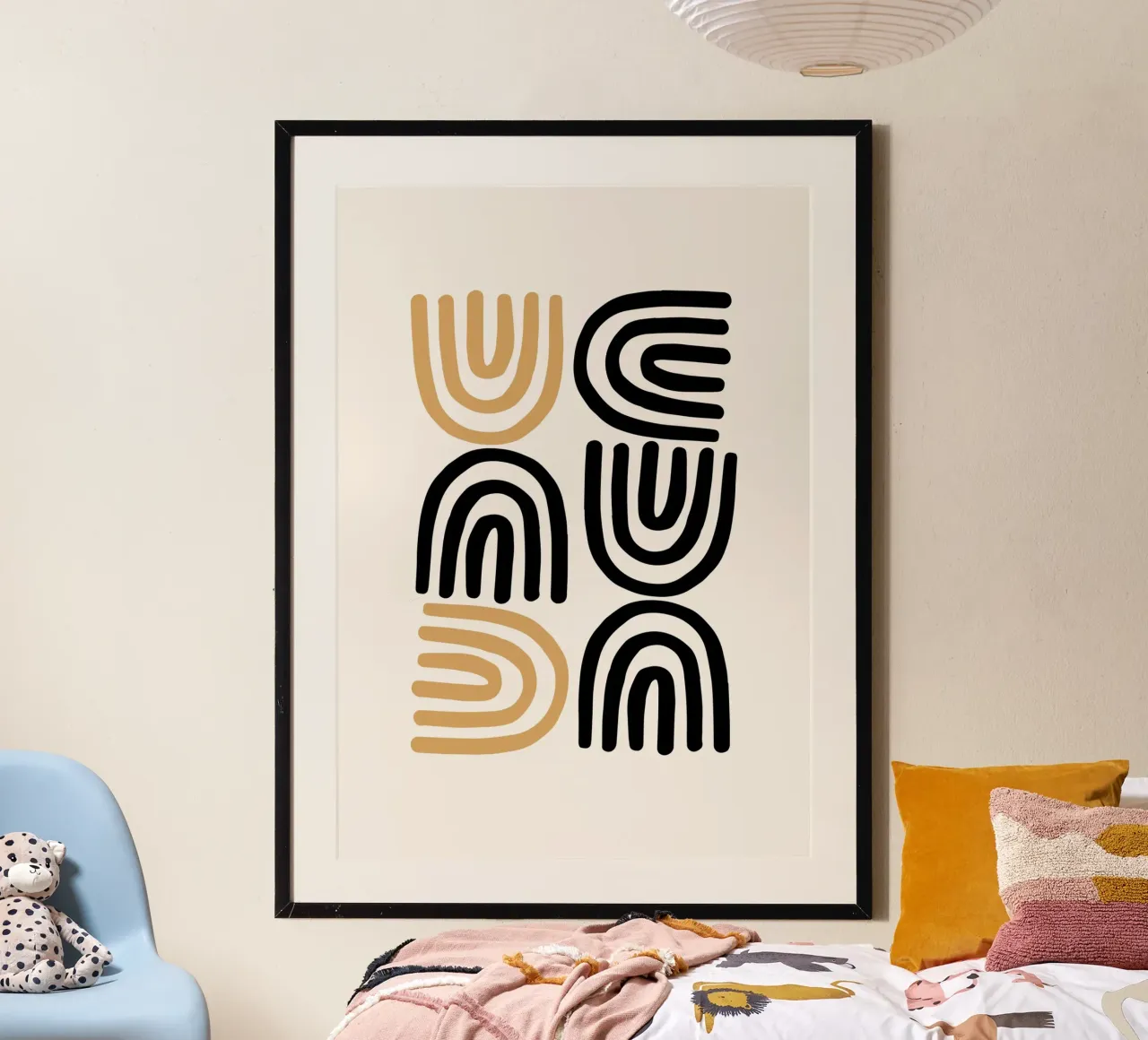 Geometric Abstract U-Shapes Color Pattern Print hahnemühle by NorwesClub