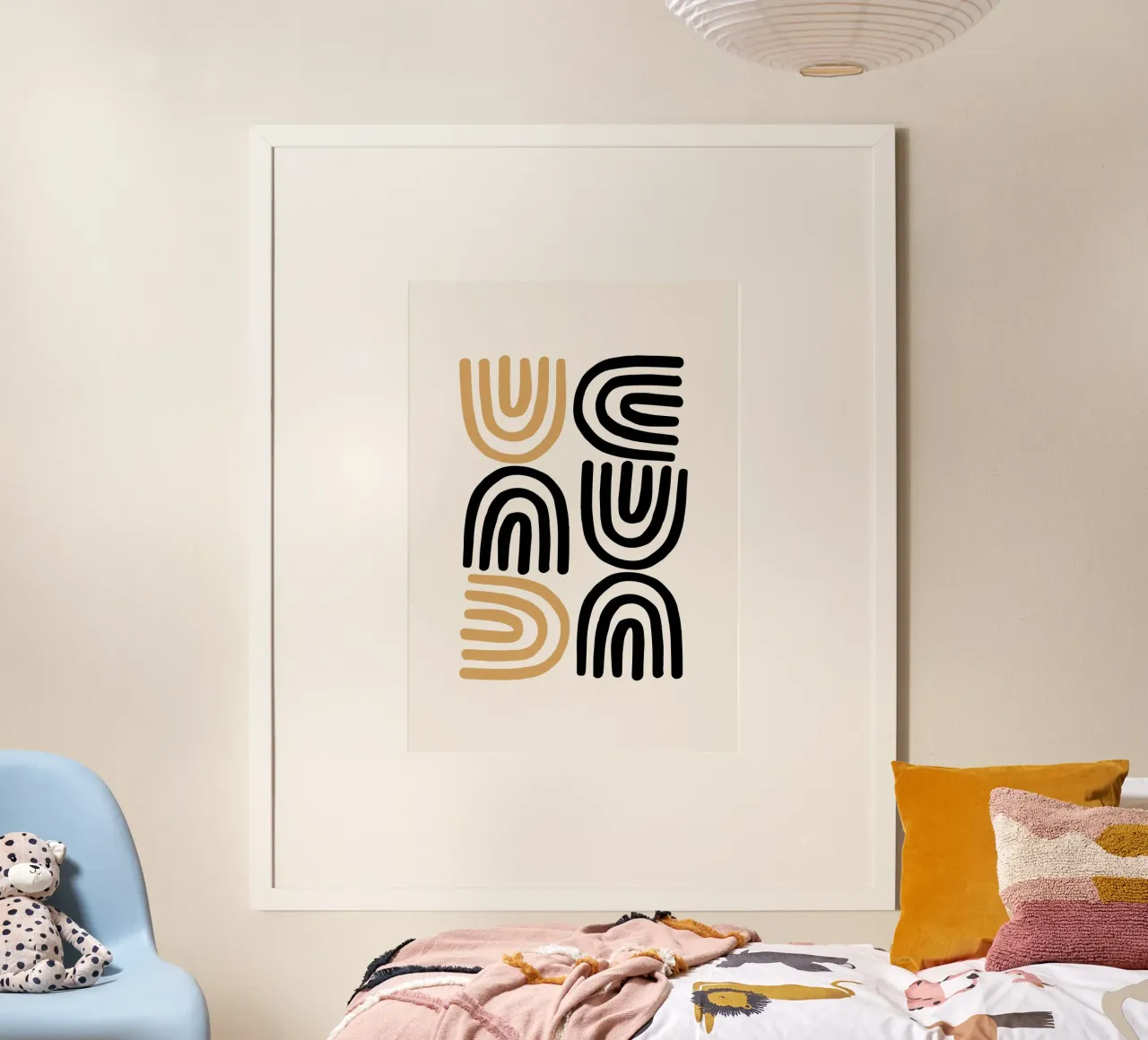 Geometric Abstract U-Shapes Color Pattern Print hahnemühle by NorwesClub