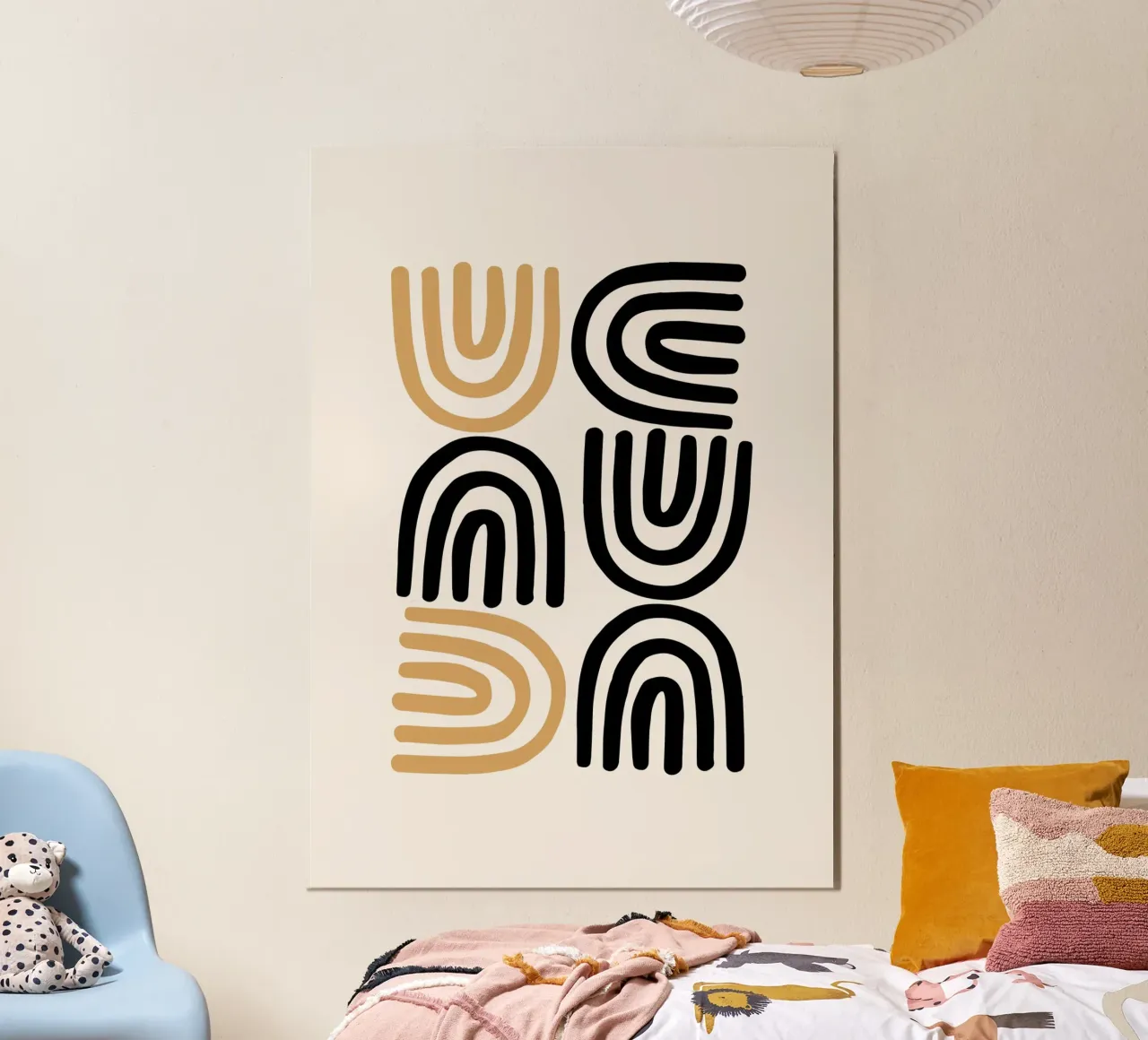 Geometric Abstract U-Shapes Color Pattern Print hahnemühle by NorwesClub