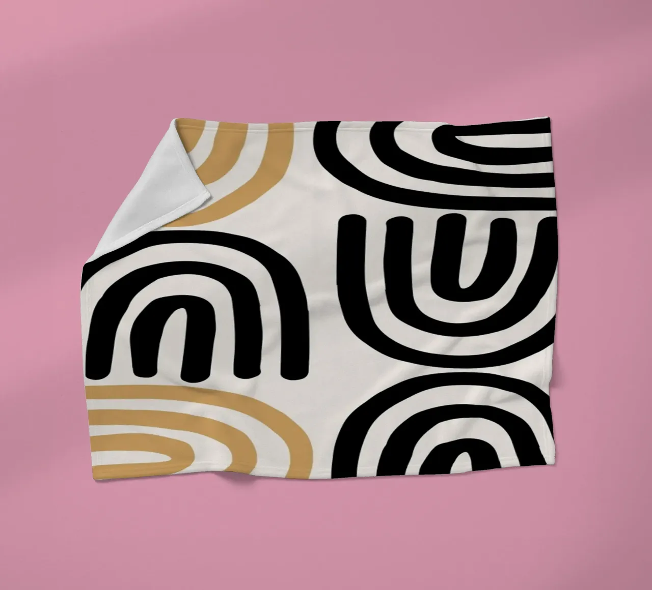 Geometric Abstract U-Shapes Color Pattern Print fleece blanket by NorwesClub