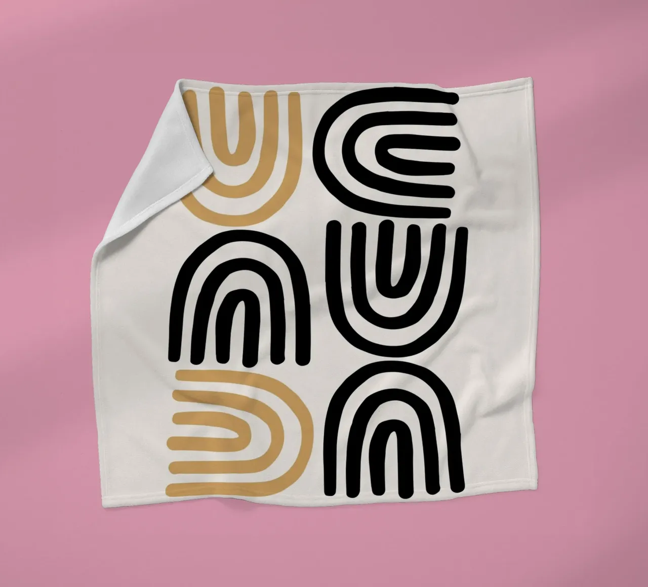 Geometric Abstract U-Shapes Color Pattern Print fleece blanket by NorwesClub