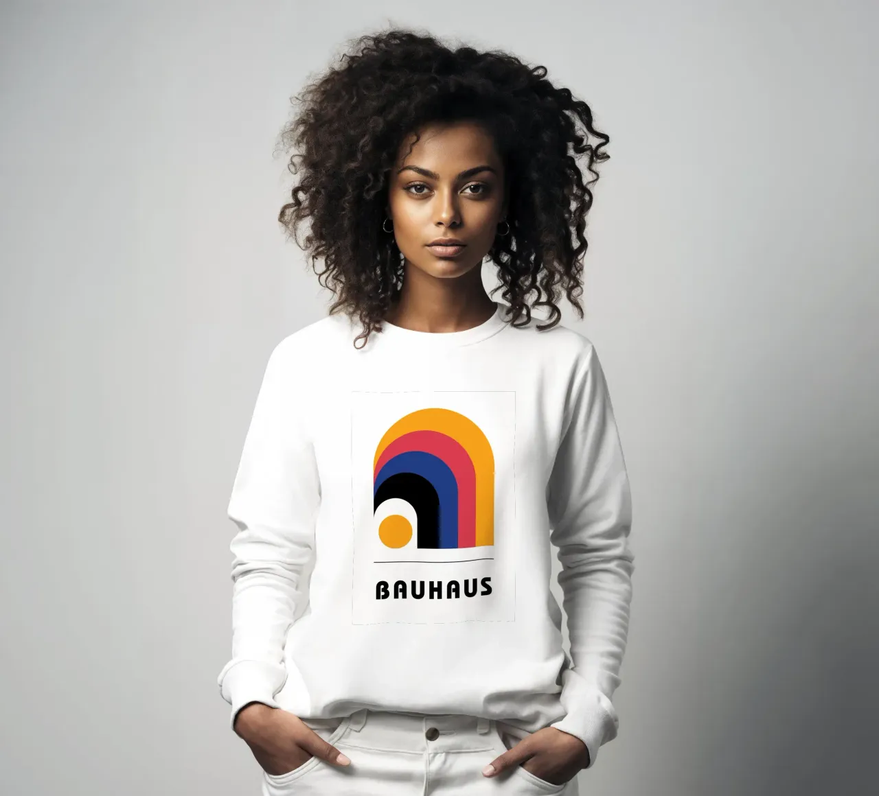 Bauhaus Geometric Abstract Arcs Circles Print sweatshirt by NorwesClub