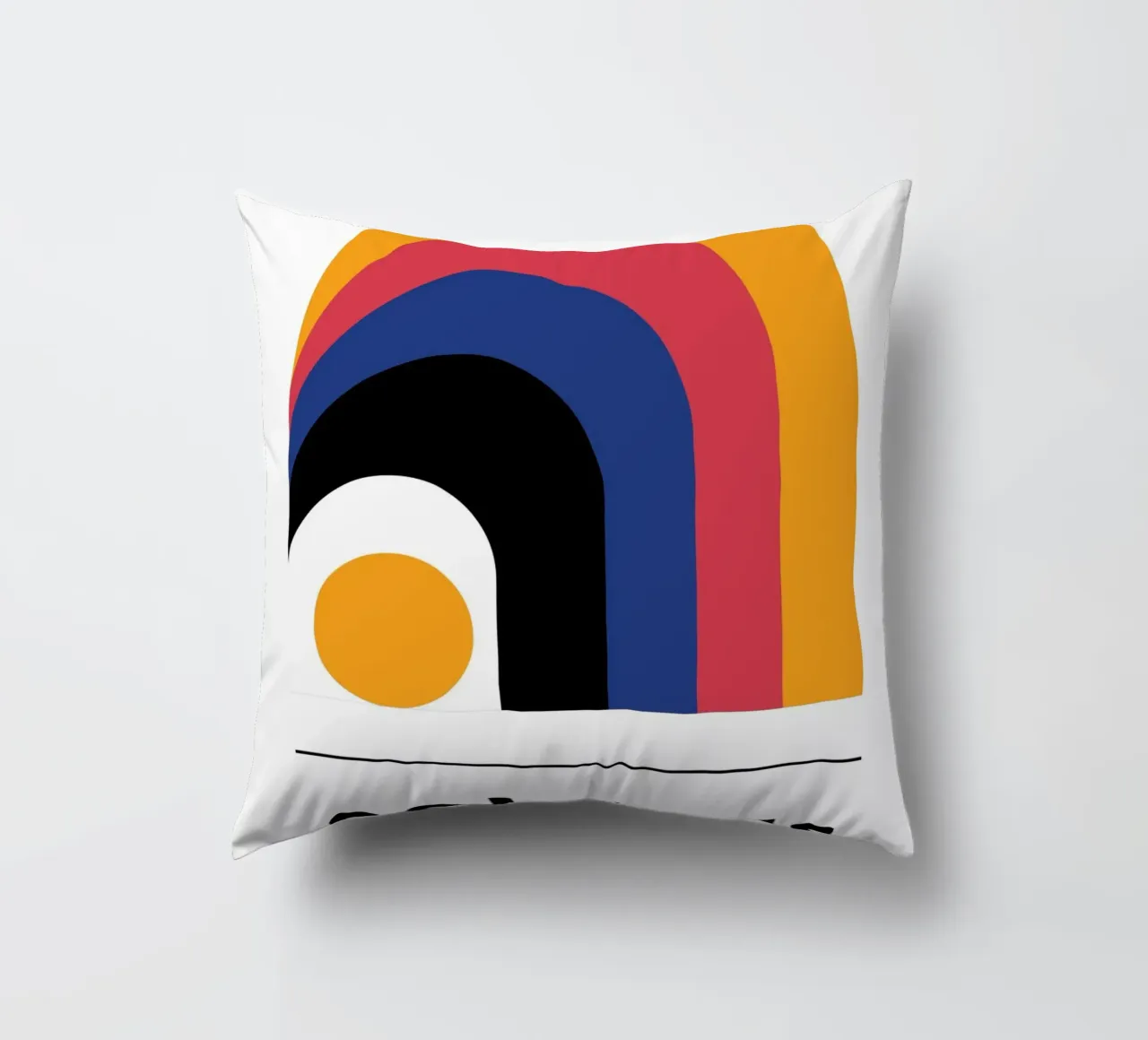 Bauhaus Geometric Abstract Arcs Circles Print decorative cushion by NorwesClub