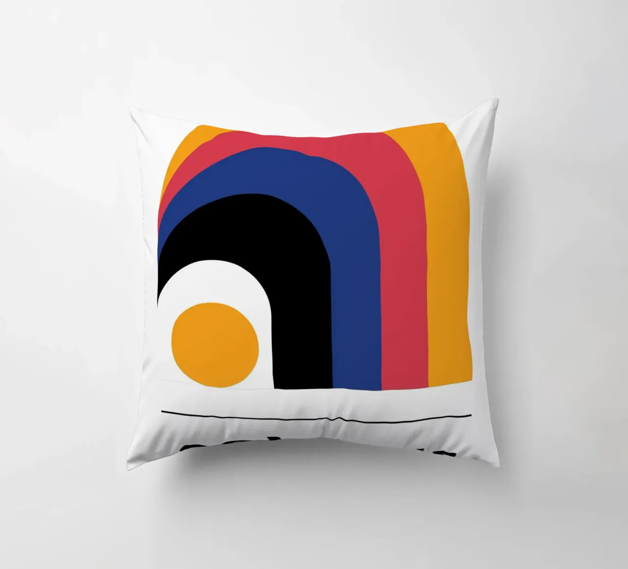 Bauhaus Geometric Abstract Arcs Circles Print decorative cushion by NorwesClub