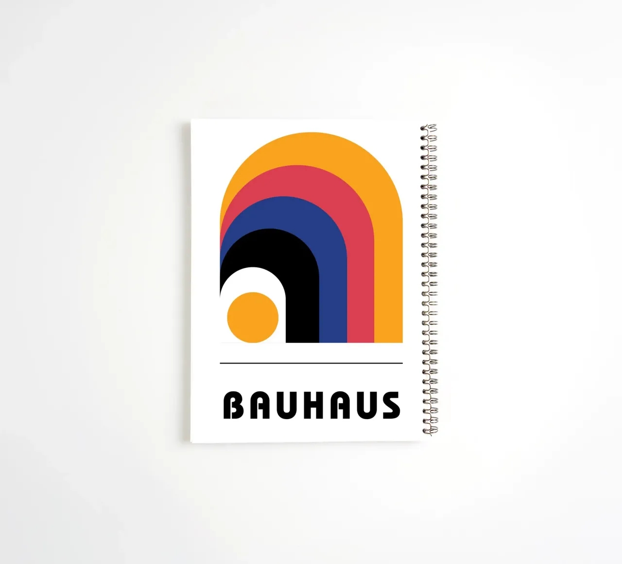 Bauhaus Geometric Abstract Arcs Circles Print spiral notebook by NorwesClub
