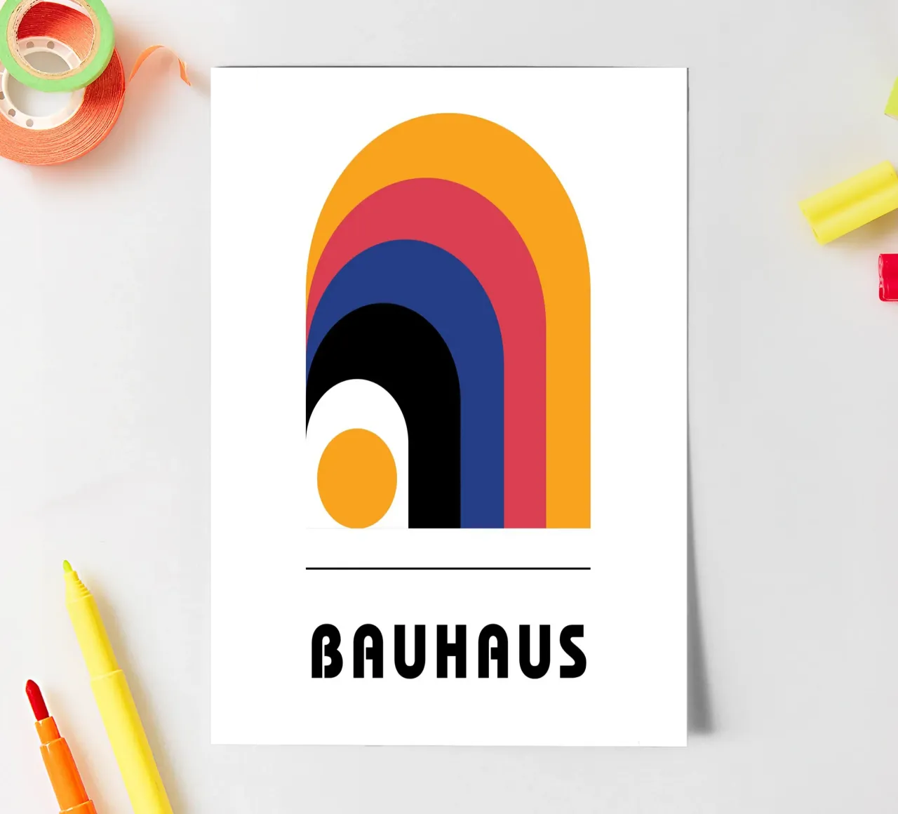 Bauhaus Geometric Abstract Arcs Circles Print sticker sheet by NorwesClub