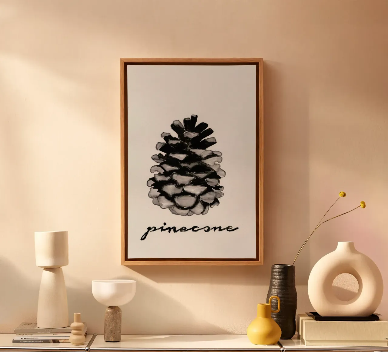 Pine Cone tela con Cornice a cassetta da Nathys_illustration
