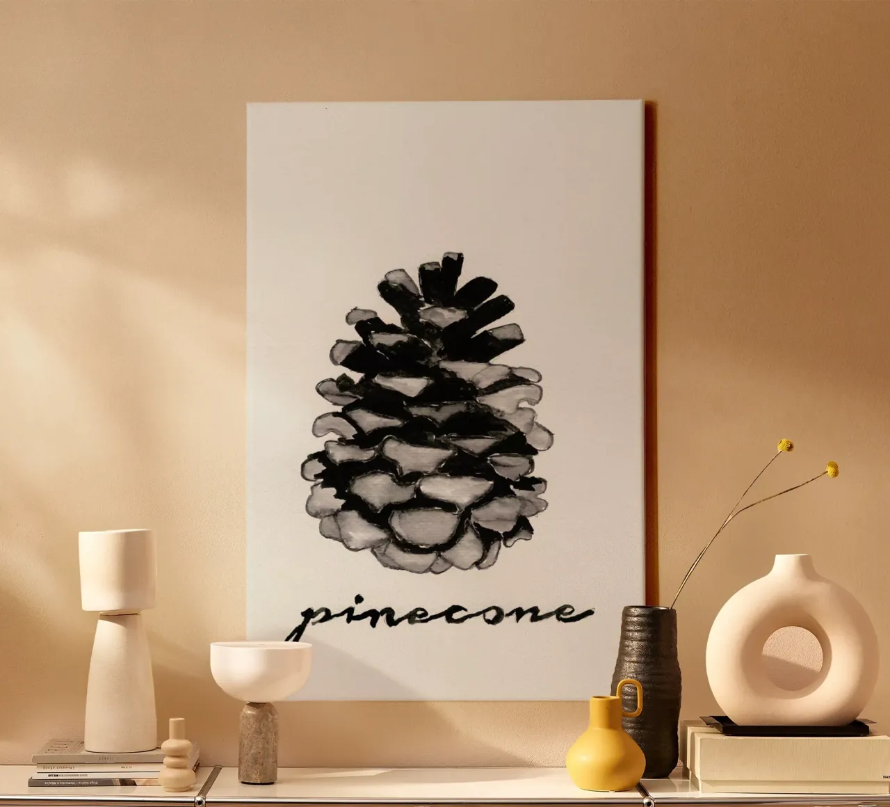 Pine Cone tela con Cornice a cassetta da Nathys_illustration