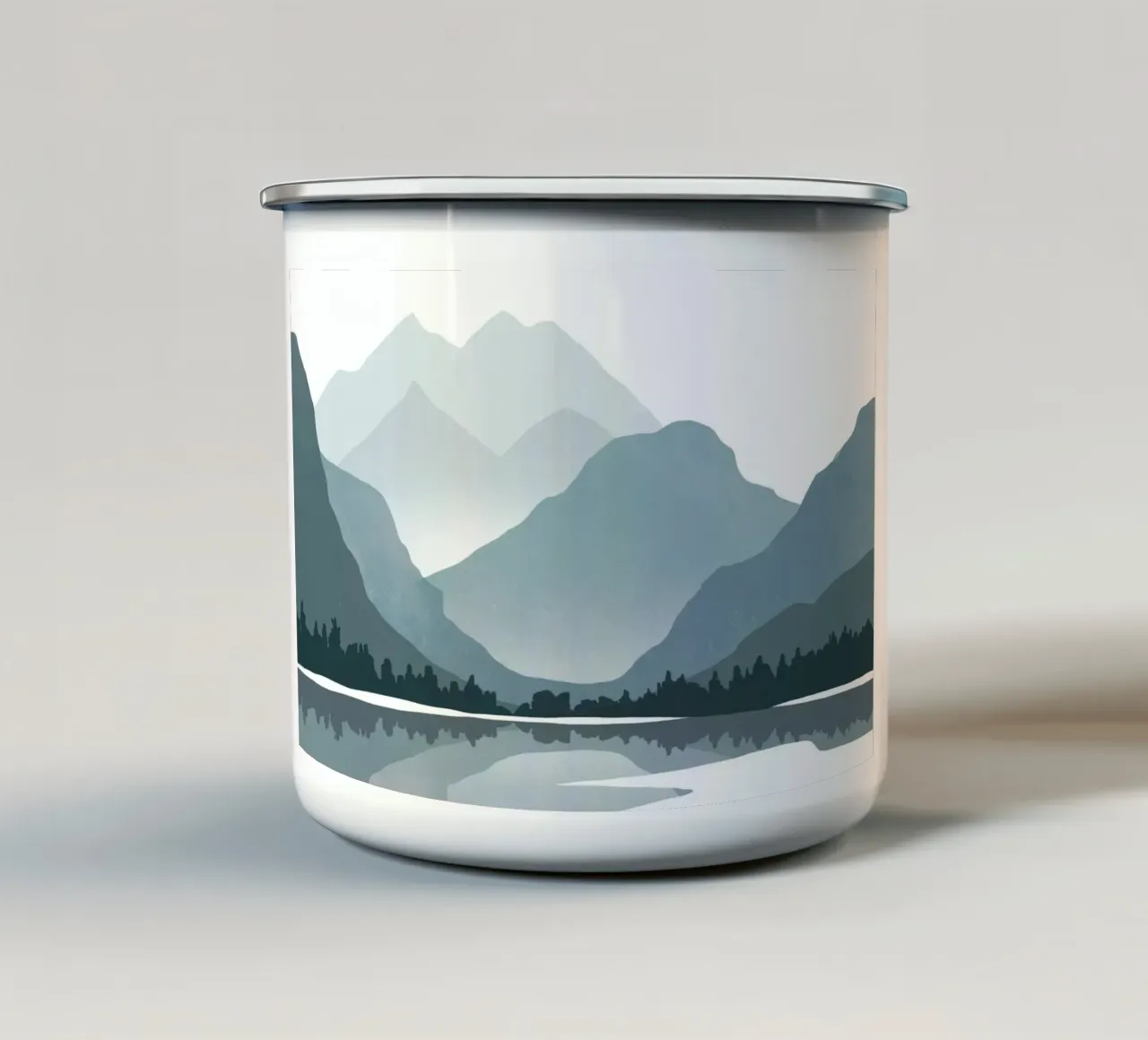 Riflessione sul paesaggio nordico tazza in smalto da Little Dean