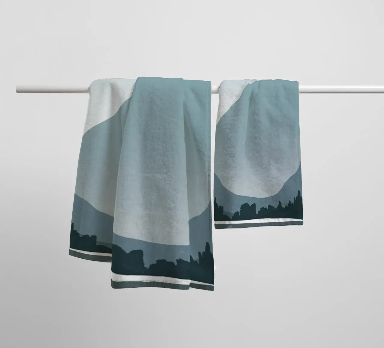 Nordic landscape reflection towel by Little Dean