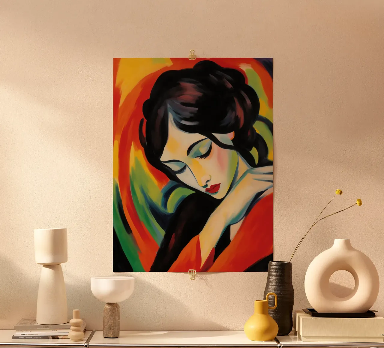 Ritratto moderno di una donna | Pittura fauvista colorata poster da Autofocus