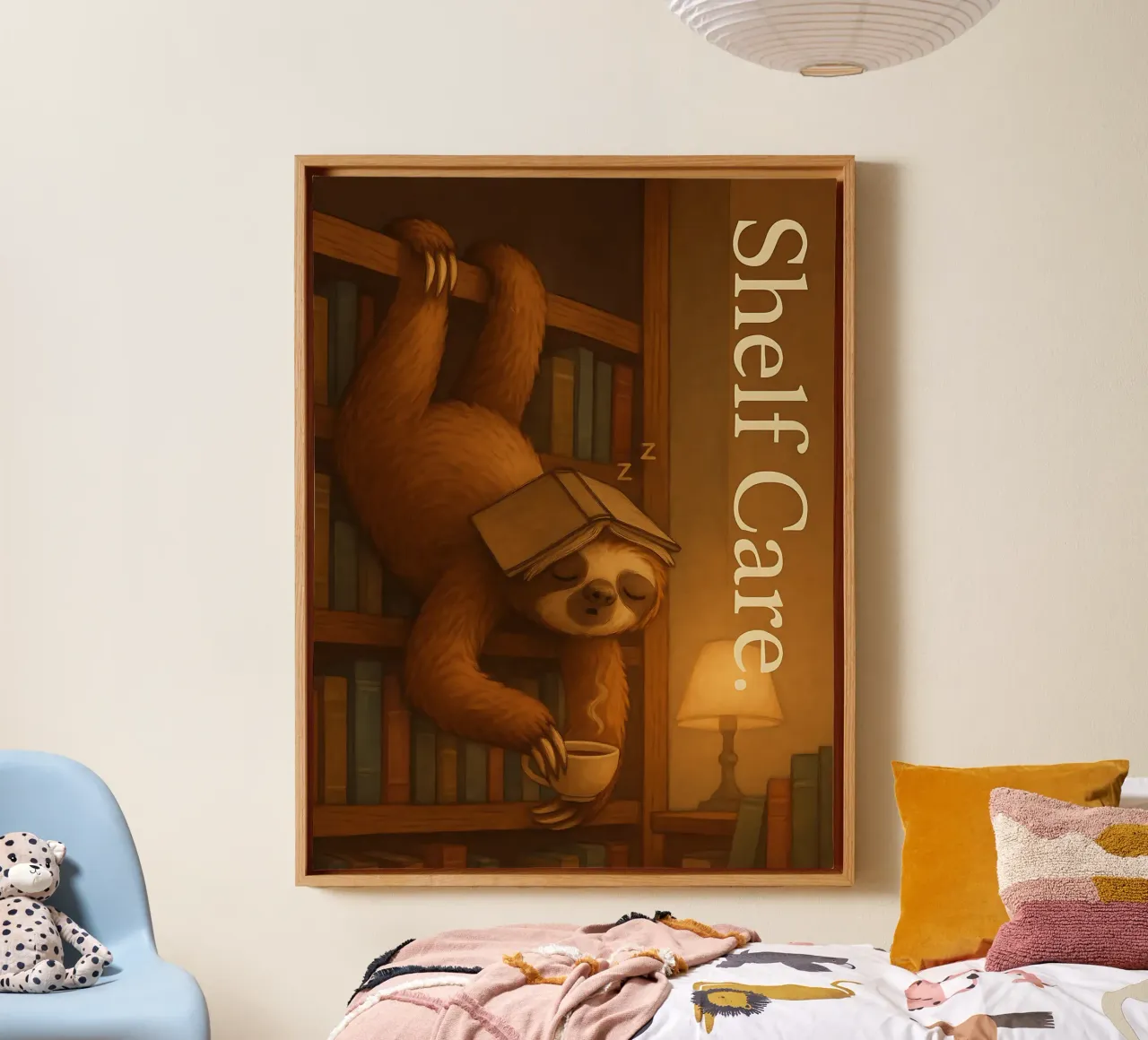 Meme divertente sul bradipo tela con Cornice a cassetta da Funny Humor Art