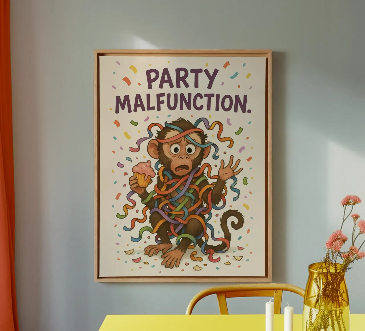 Funny Monkey Meme canvas with Floater frame by Funny Humor Art