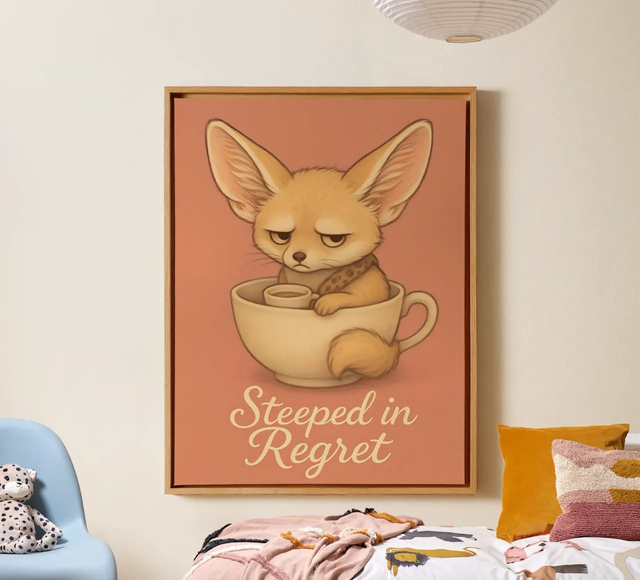 Funny Fennec Fox Meme canvas with Floater frame by Funny Humor Art