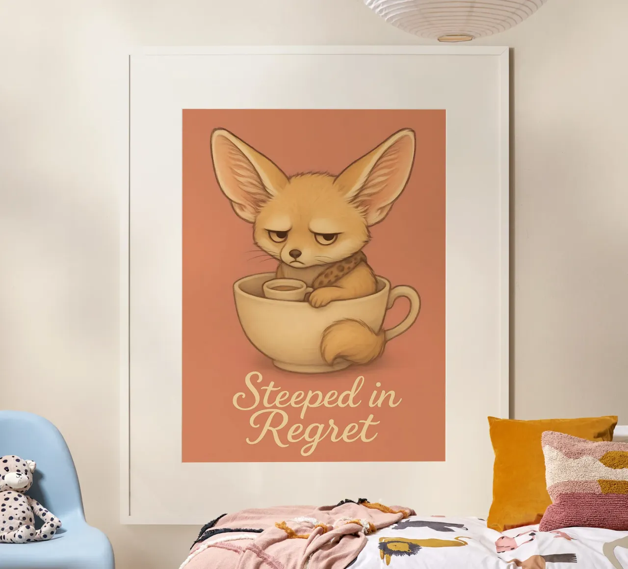 Divertente il meme della volpe Fennec poster con telaio in plastica da Funny Humor Art