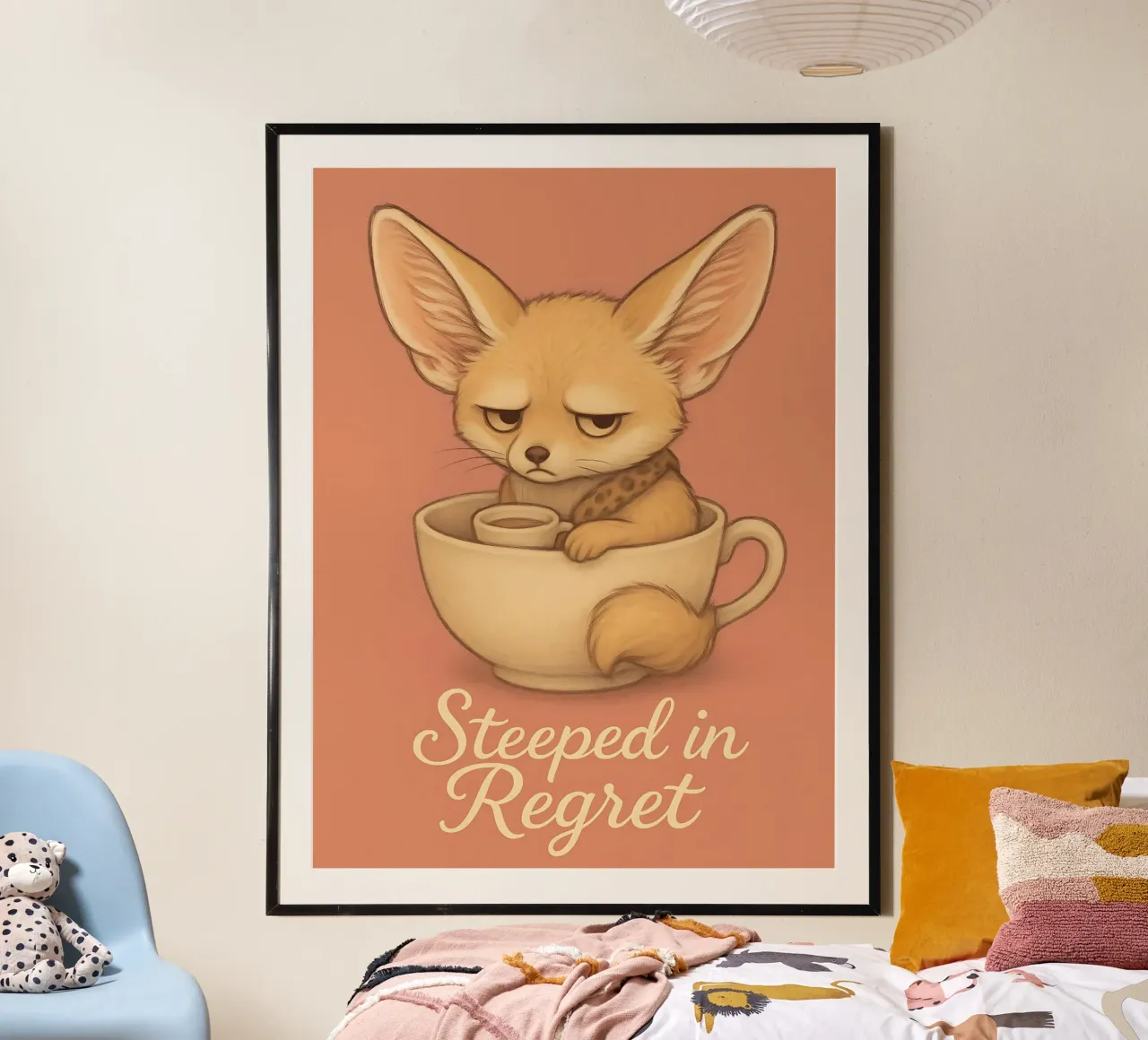 Divertente il meme della volpe Fennec poster con telaio in plastica da Funny Humor Art