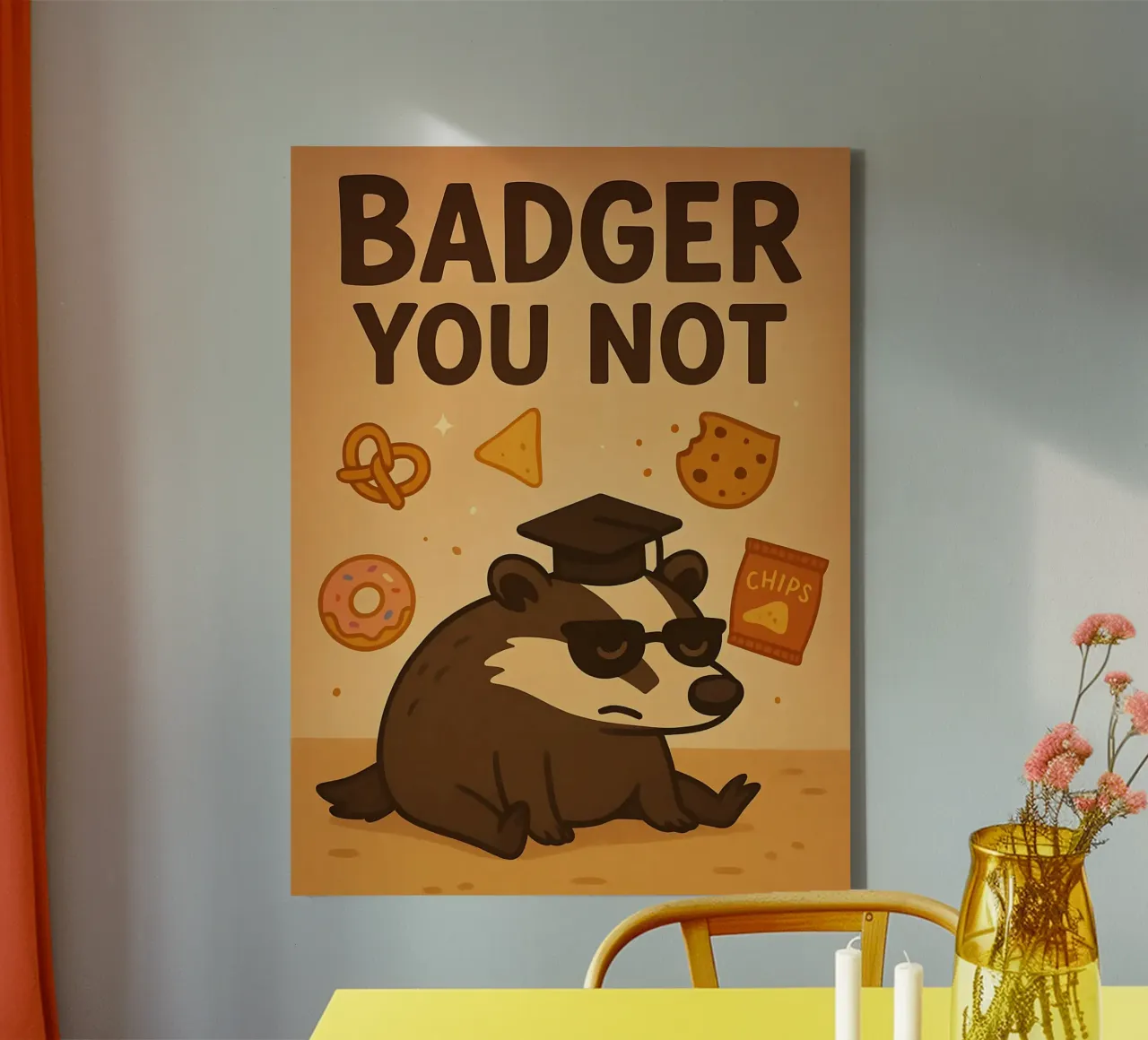 Funny Badger Meme canvas with Floater frame by Funny Humor Art