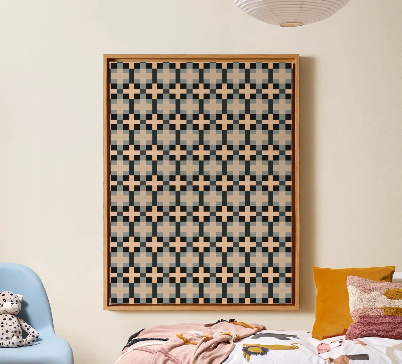 Minimal Muted color geometrical pattern canvas by Little Dean