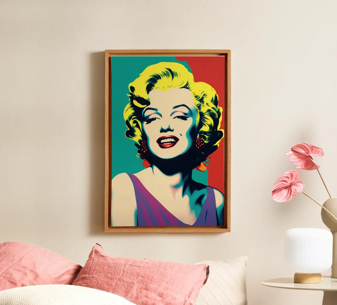 Marilyn Monroe | Pop Art in felle kleuren canvas met Baklijst van Autofocus