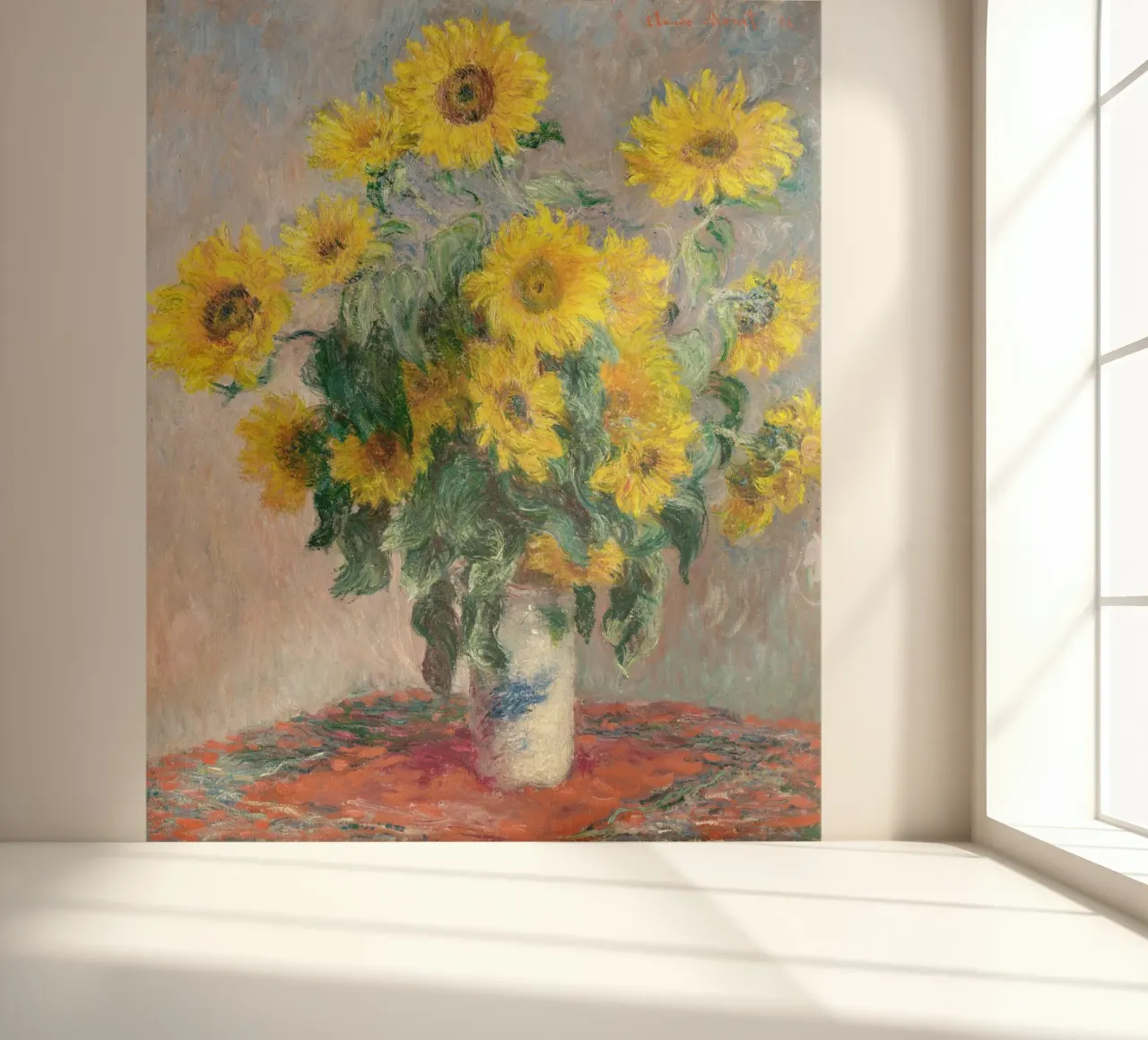 Blumenstrauß mit Sonnenblumen (1881) von Claude Monet Fototapete von Monet Art Prints