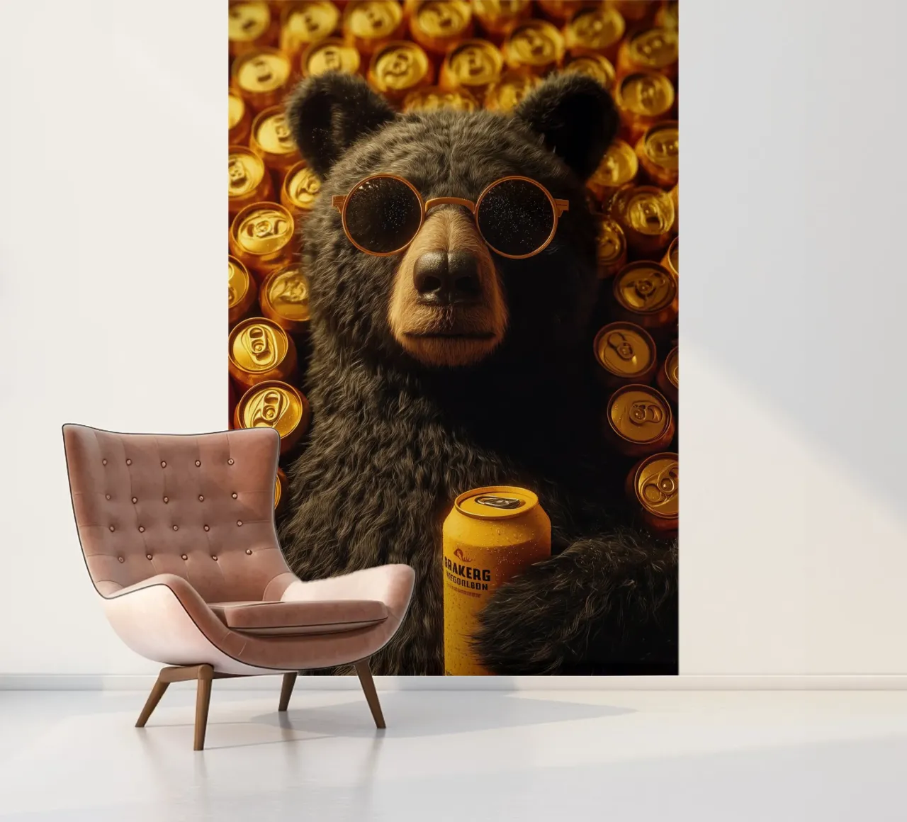 Bear with sunglasses in a beer cellar | Good mood poster photo wallpaper by Autofocus