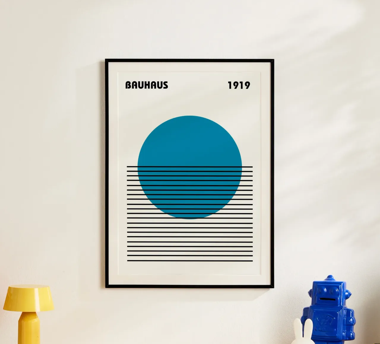 Bauhaus Blue Circle Stripes Abstract 1919 Print hahnemühle by NorwesClub