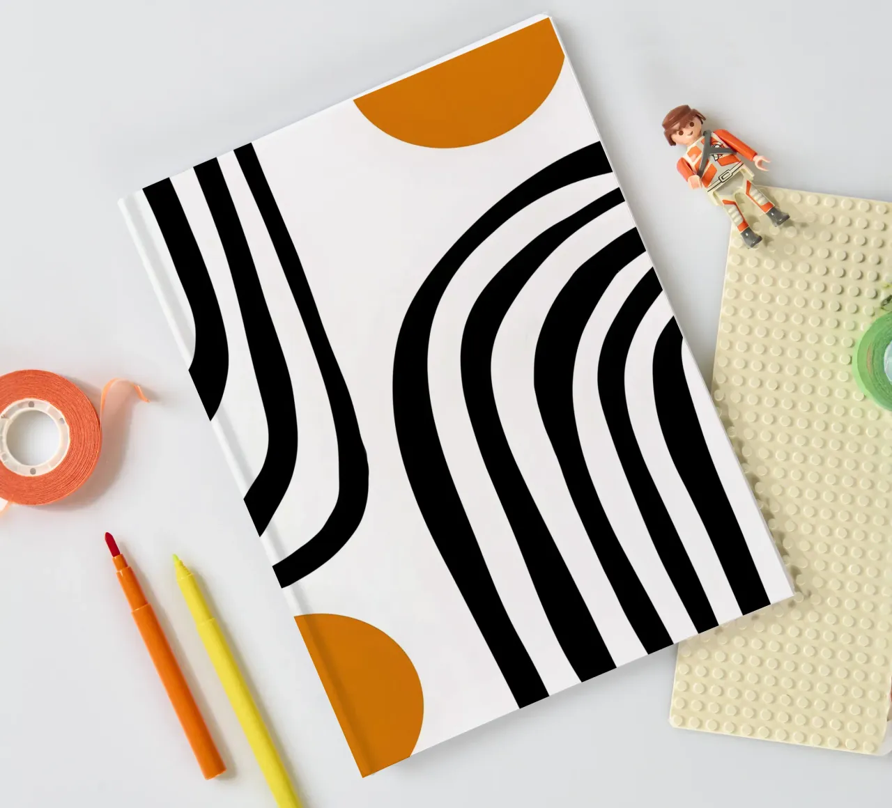 Geometric Abstract Curves Shapes Color Print notebook by NorwesClub