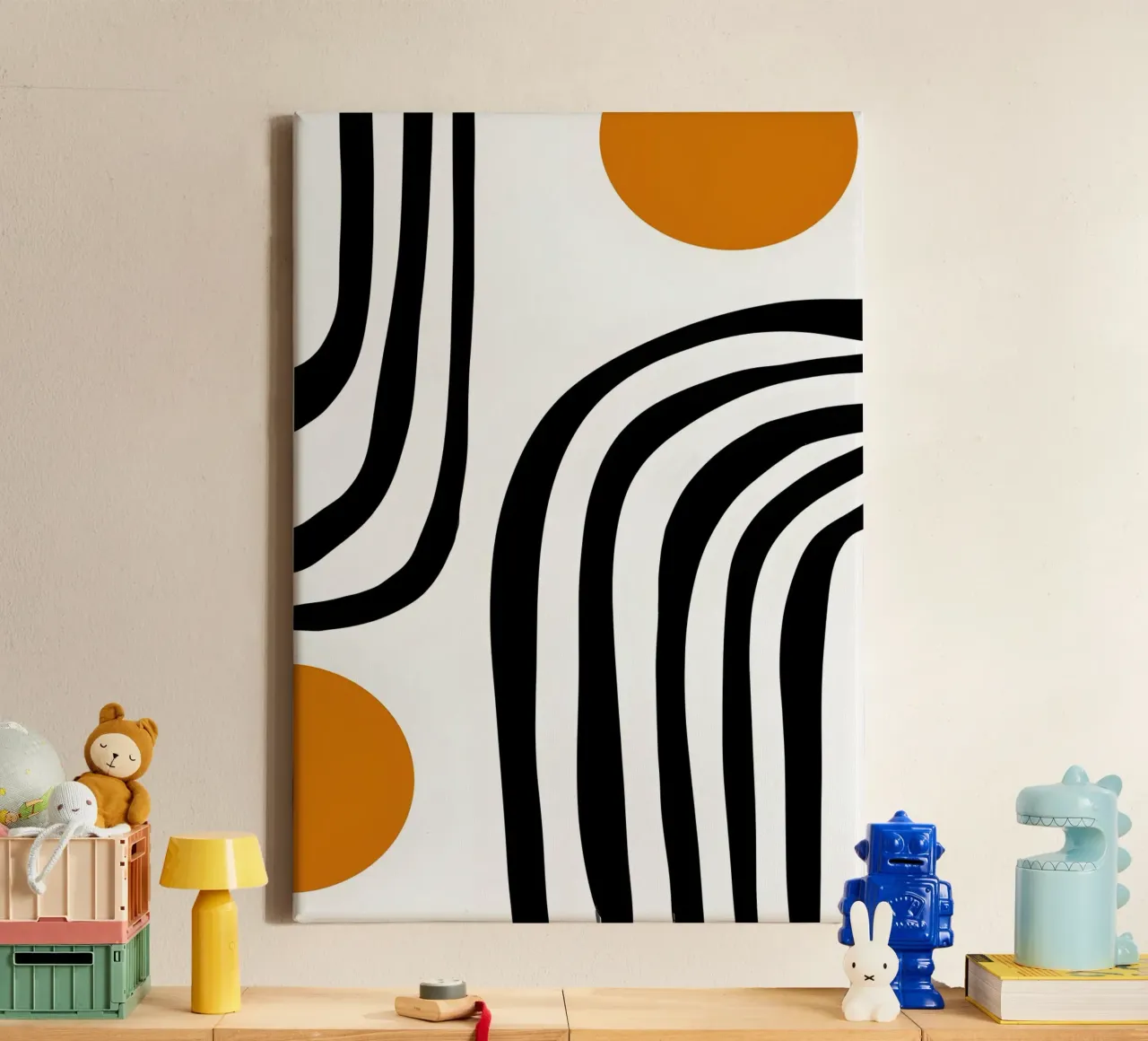 Geometric Abstract Curves Shapes Color Print canvas by NorwesClub