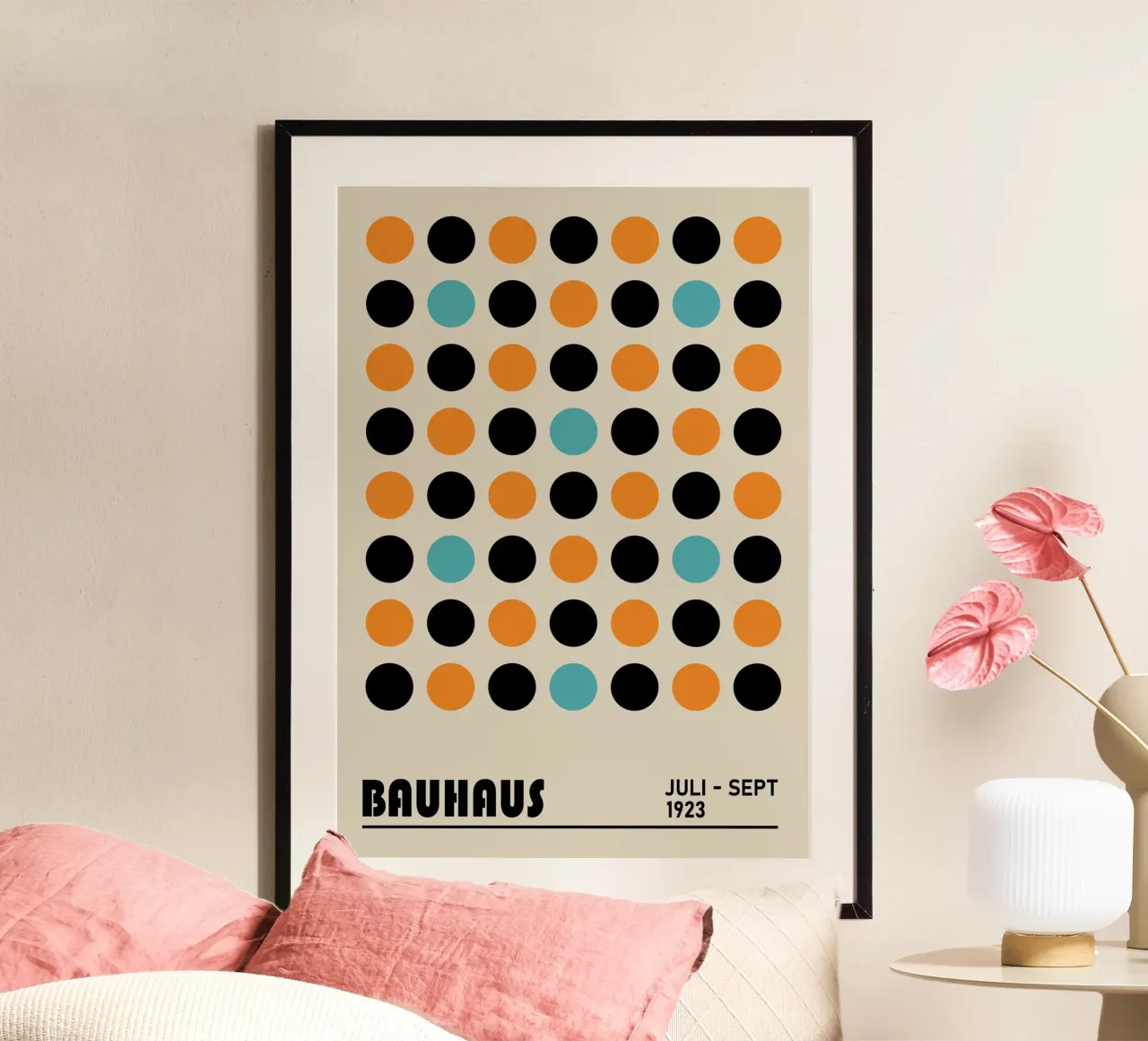 Bauhaus Geometric Grid Circles Abstract Print 1923 hahnemühle de NorwesClub