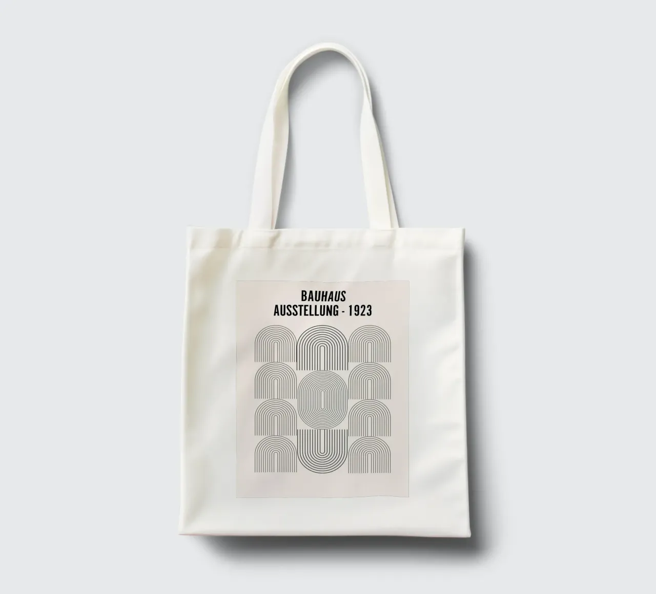Mostra Bauhaus 1923 Forme geometriche B&N borsa in juta da NorwesClub