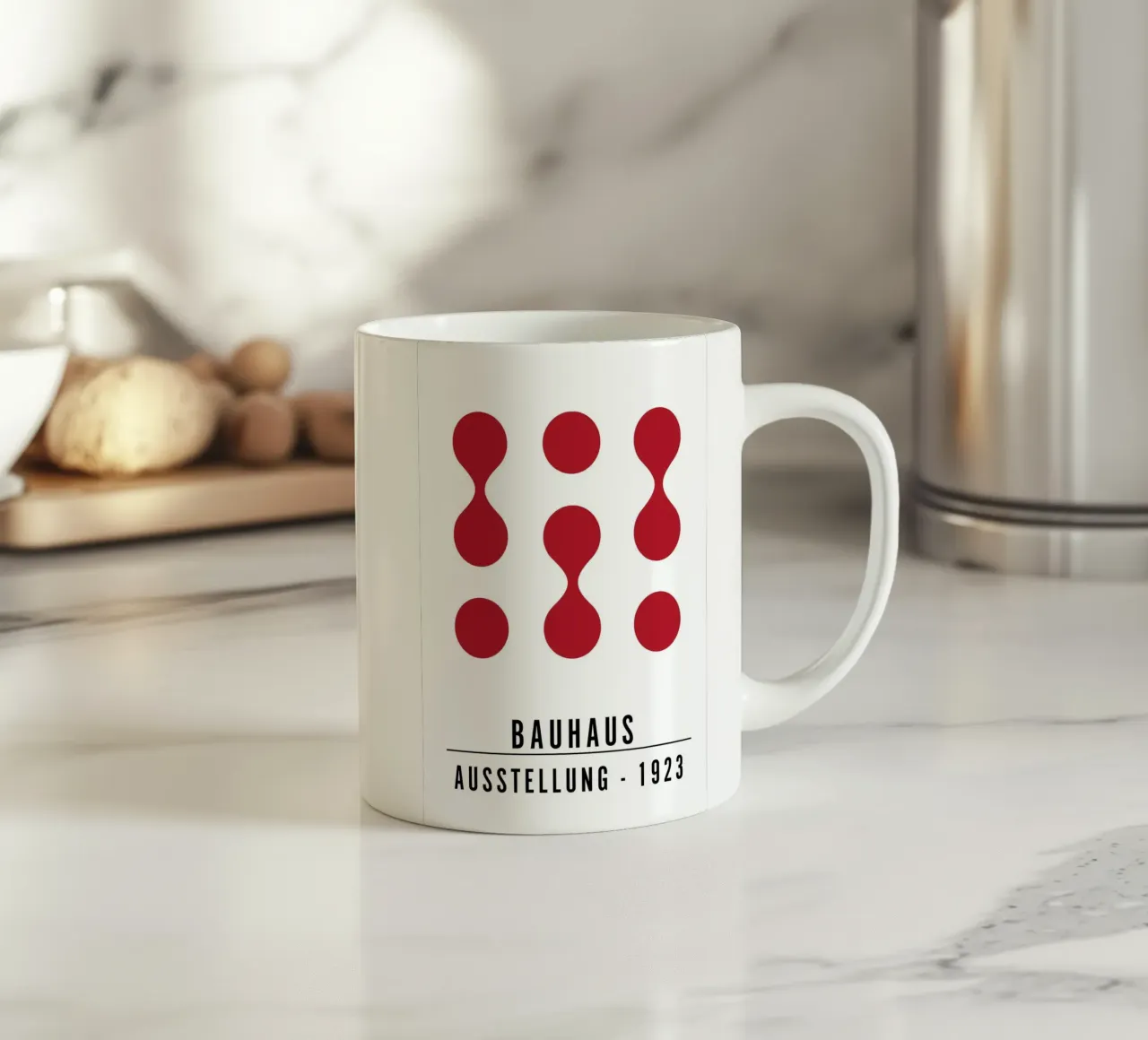 Mostra Bauhaus 1923 Figure geometriche Rosso tazza in ceramica da NorwesClub