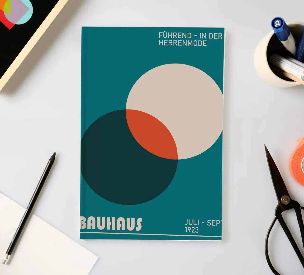 Bauhaus Geometric Shapes Mens Fashion 1923 Print notebook by NorwesClub