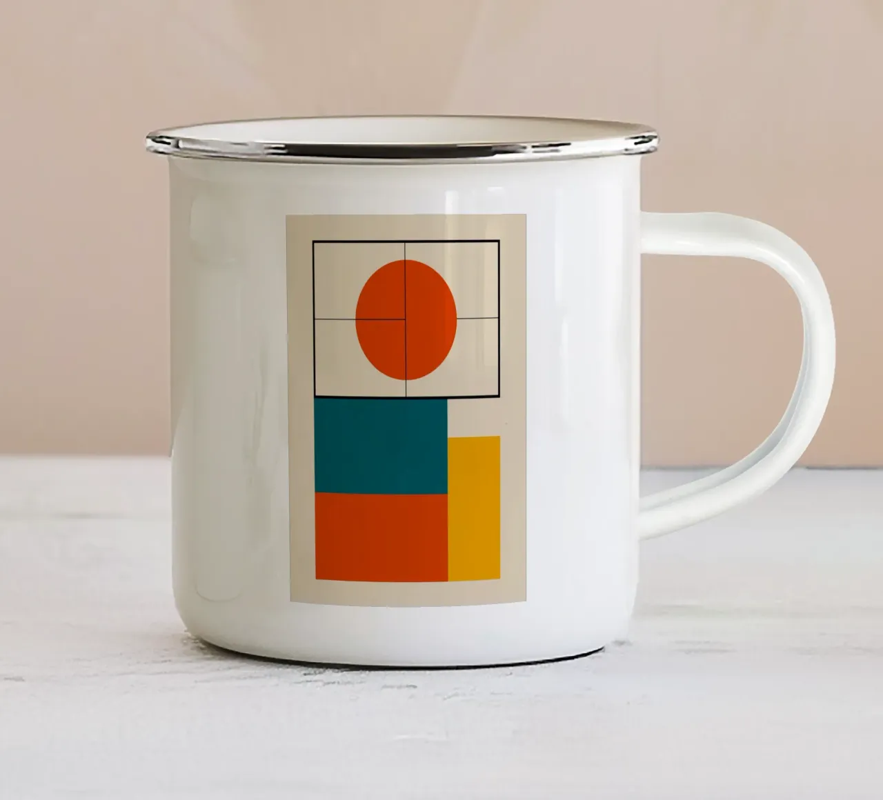 Paesaggio minimale Bauhaus tazza in smalto da Little Dean