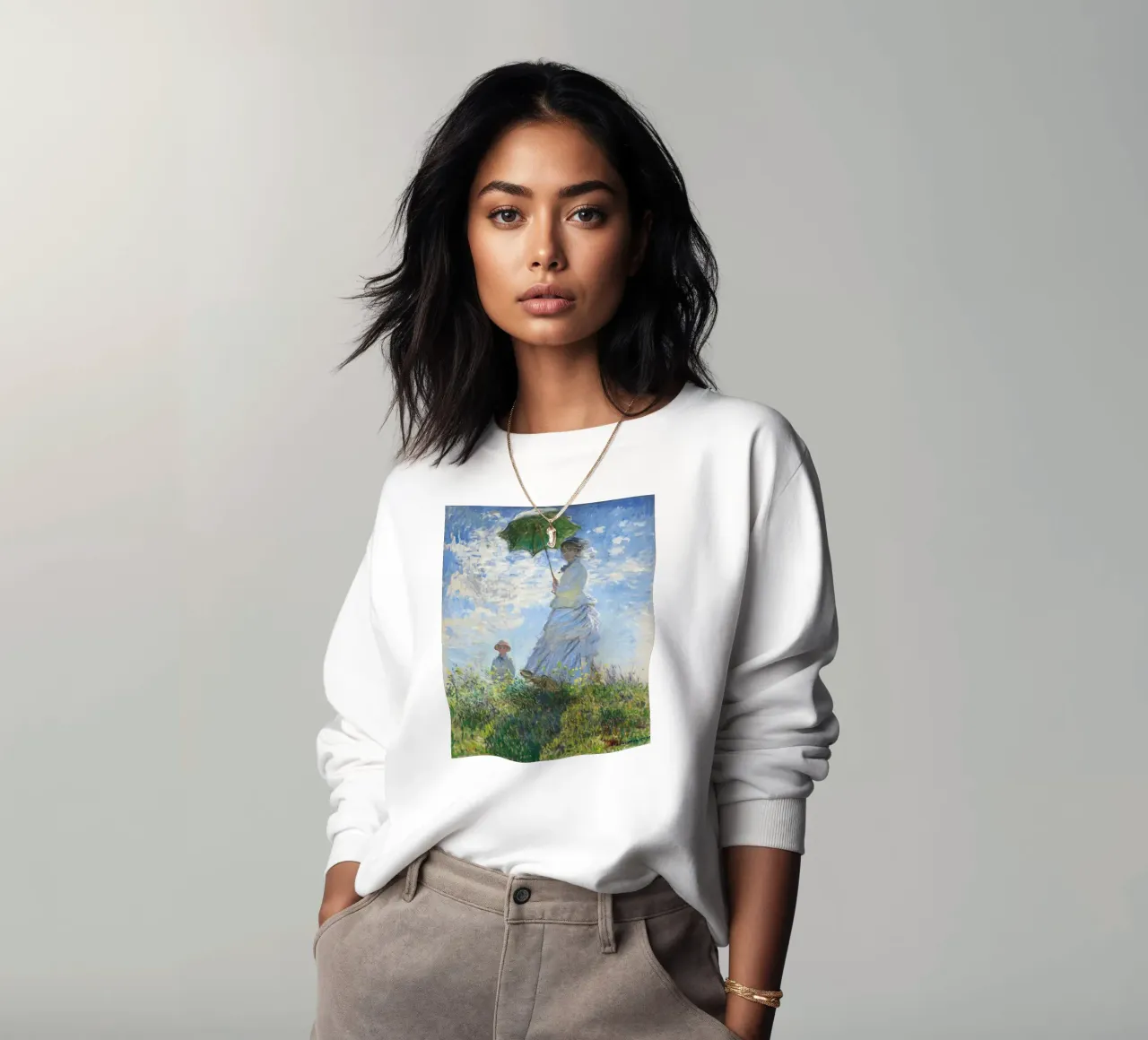 Claude Monet Mujer con sombrilla -Madame Monet y su hijo sudadera de Monet Art Prints