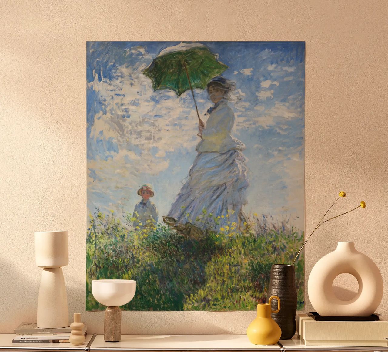 Claude Monet Frau mit Sonnenschirm -Madame Monet und ihr Sohn Poster von Monet Art Prints