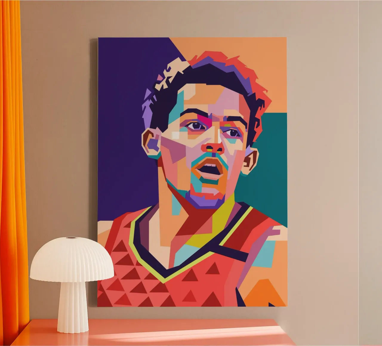 Trae Young basketball player canvas with Floater frame by Hantamrata