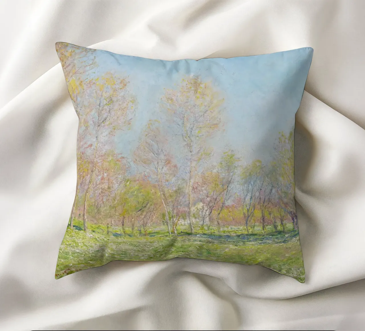 Claude Monet's Spring in Giverny (1890) cuscino da Monet Art Prints