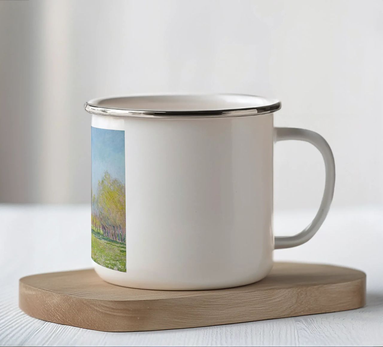 Claude Monet's Spring in Giverny (1890) tazza in smalto da Monet Art Prints