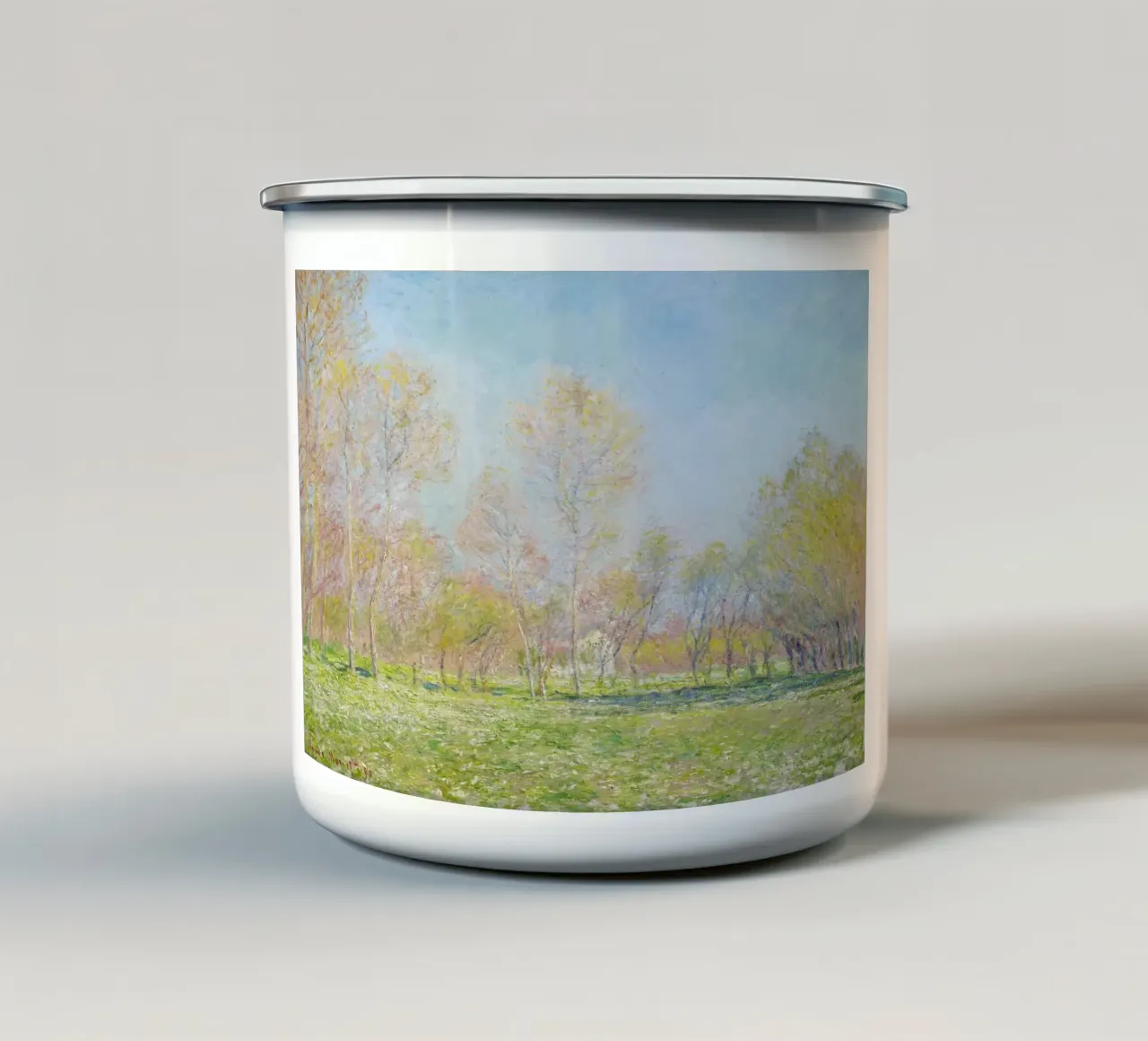Claude Monet's Spring in Giverny (1890) enamel mug by Monet Art Prints