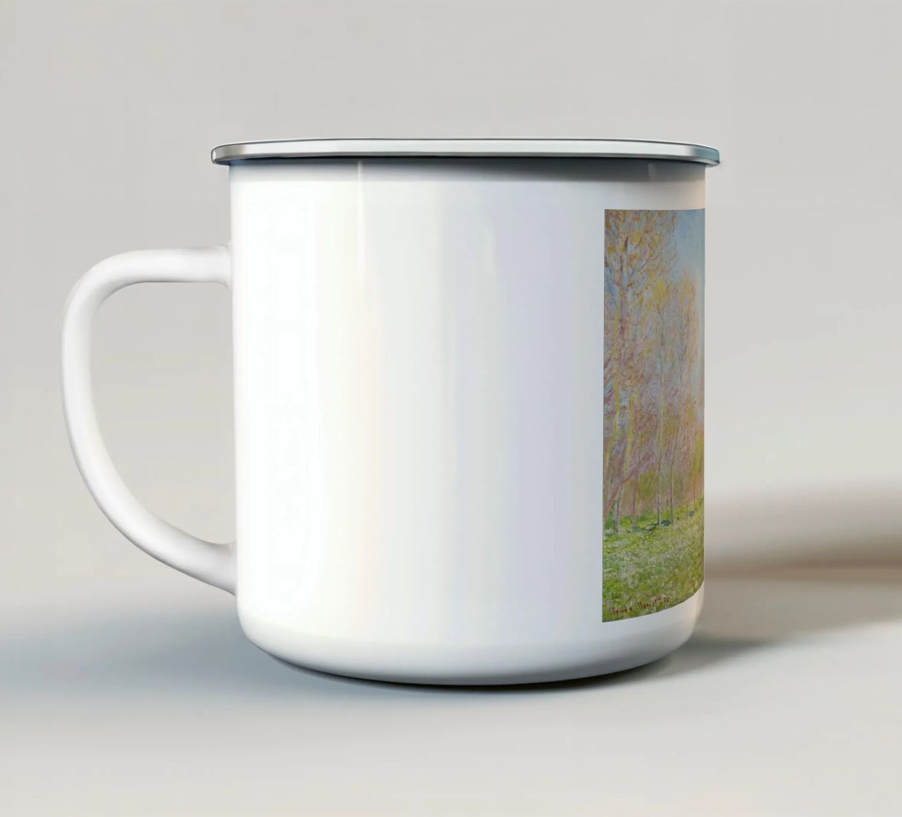 Claude Monet's Spring in Giverny (1890) tazza in smalto da Monet Art Prints