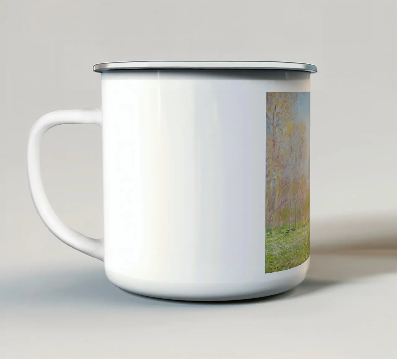Claude Monet's Spring in Giverny (1890) enamel mug by Monet Art Prints