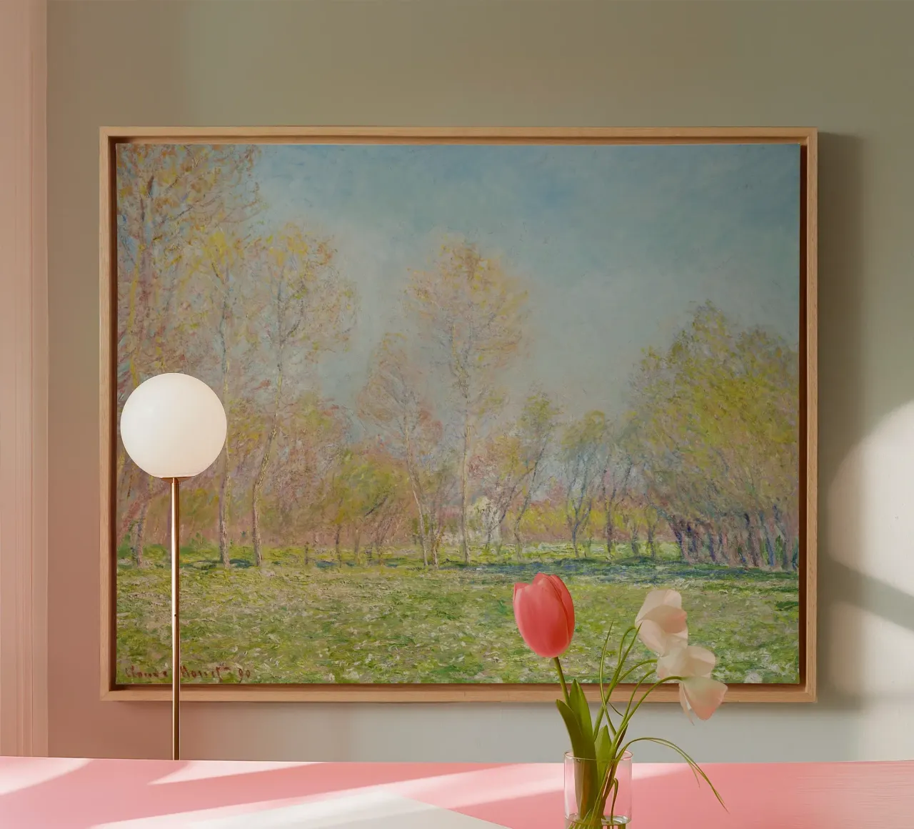 Claude Monet's Spring in Giverny (1890) tela con Cornice a cassetta da Monet Art Prints