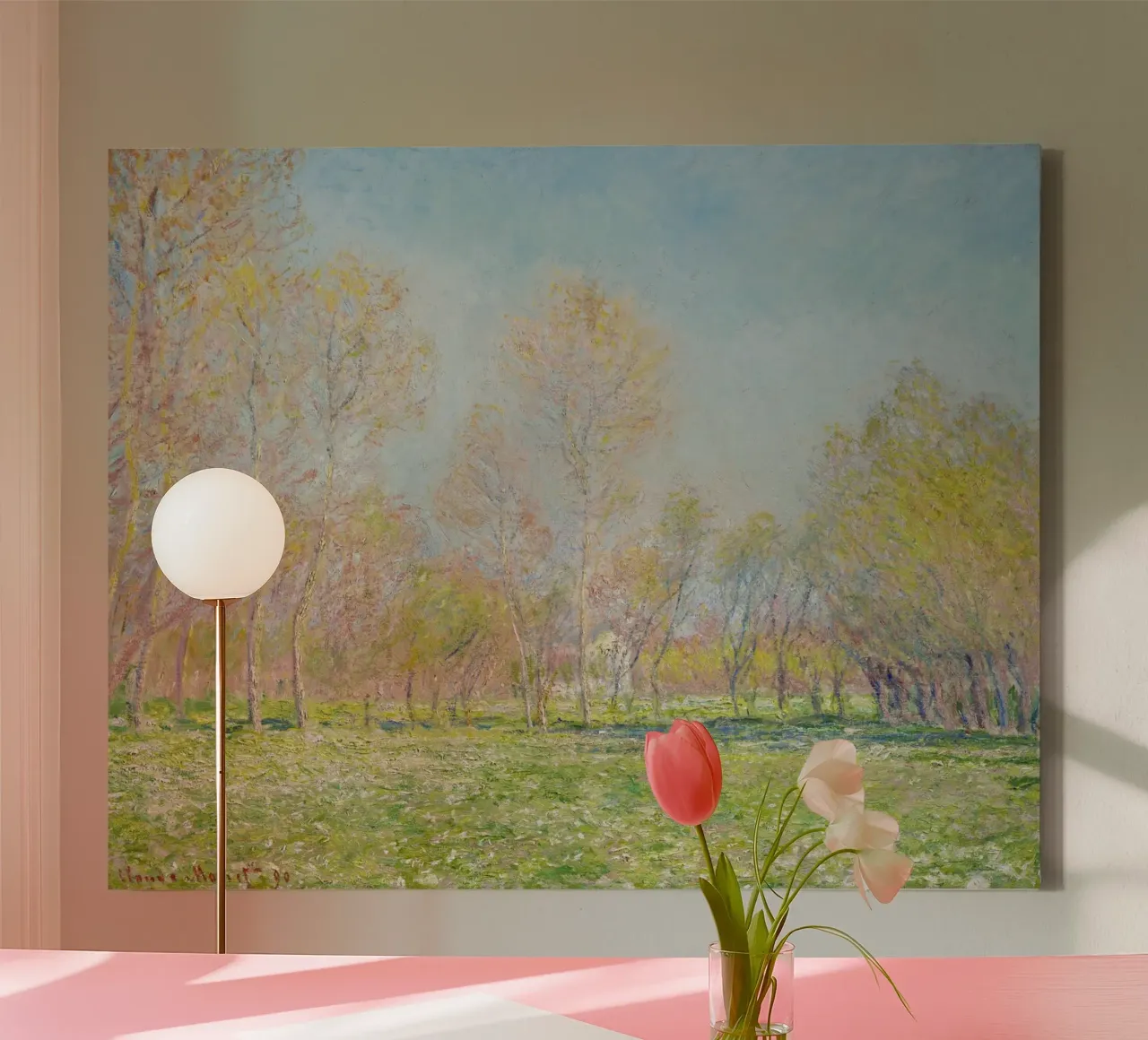 Claude Monet's Spring in Giverny (1890) tela con Cornice a cassetta da Monet Art Prints