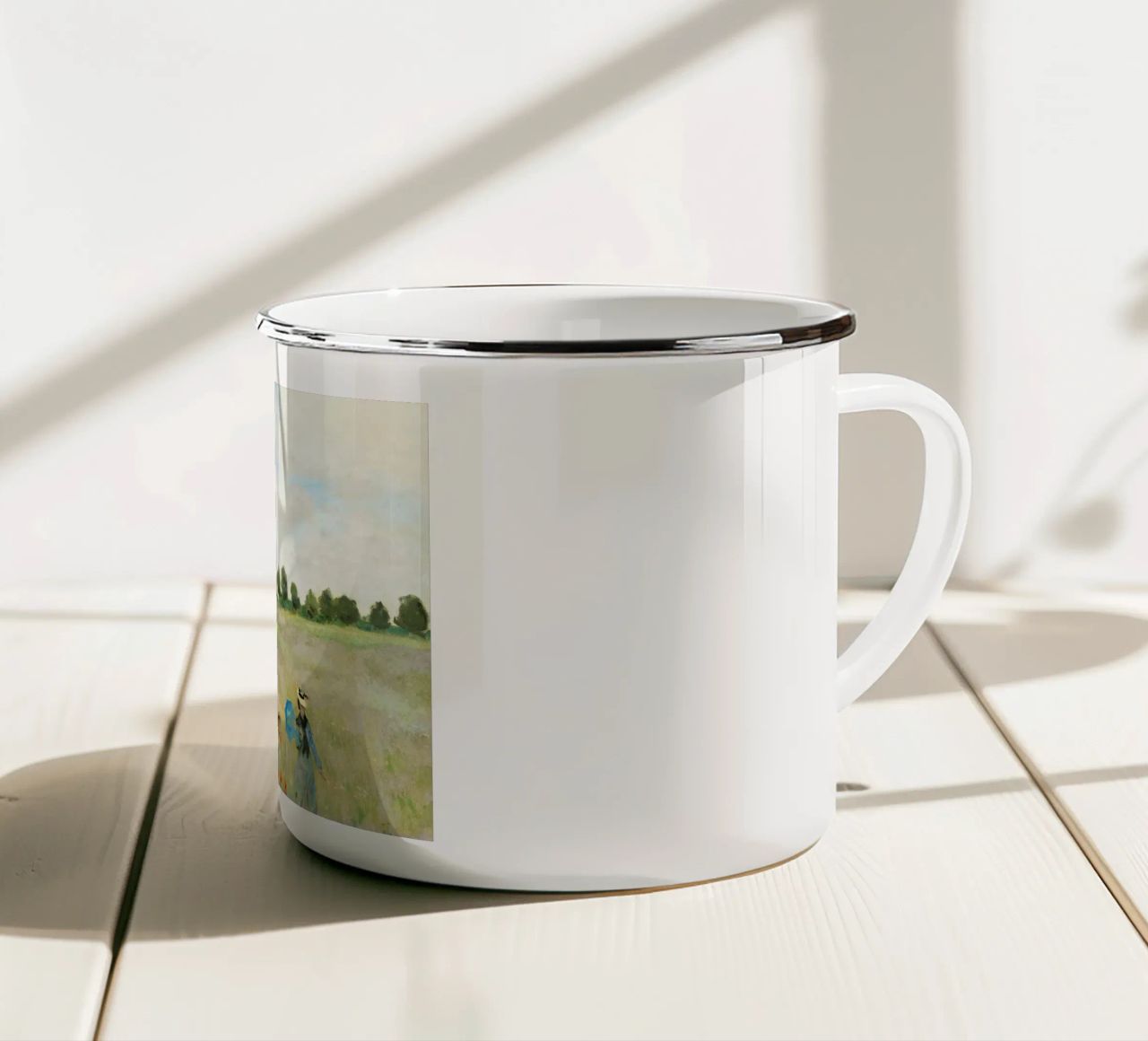 Il campo di papaveri vicino ad Argenteuil di Claude Monet (1873) tazza in smalto da Monet Art Prints