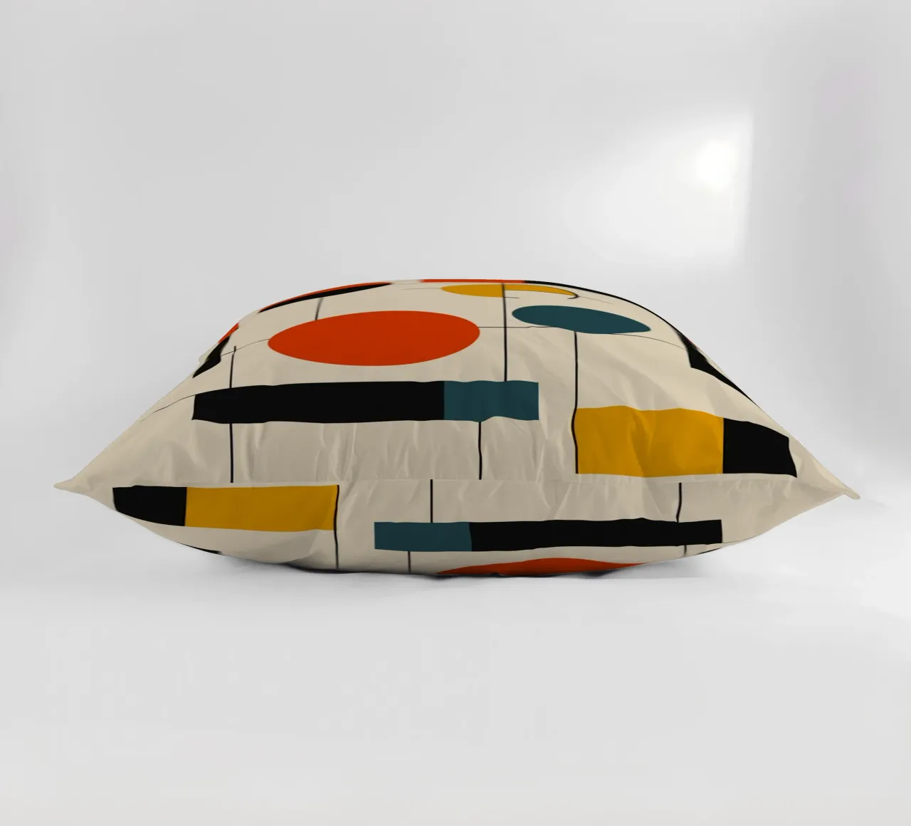 Bauhaus circles and squares 02 decorative cushion by Little Dean