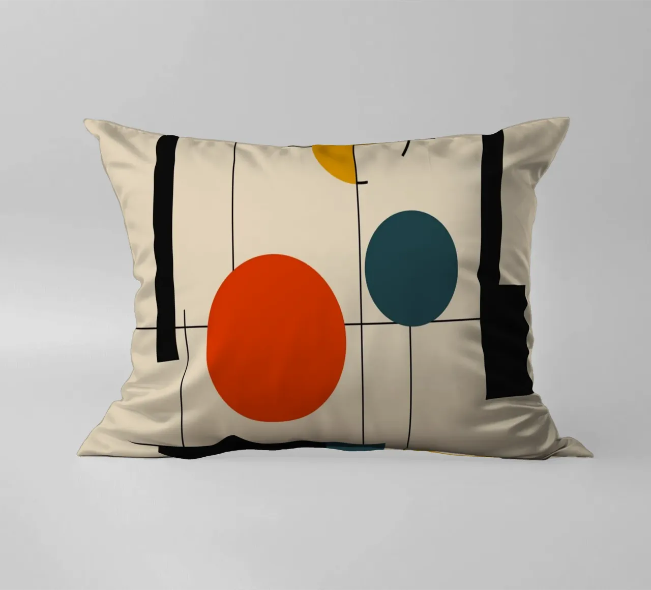 Bauhaus circles and squares 02 decorative cushion by Little Dean