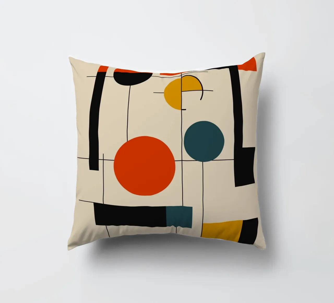 Bauhaus circles and squares 02 decorative cushion by Little Dean