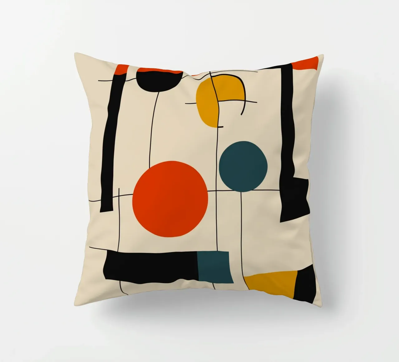 Bauhaus circles and squares 02 decorative cushion by Little Dean